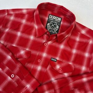 Dixxon Flannel Company Shirt Mens XL Red White Plaid DTech Long Sleeve Button Up